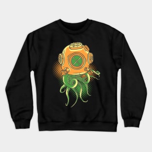 Octopus on the retro diving helmet Crewneck Sweatshirt